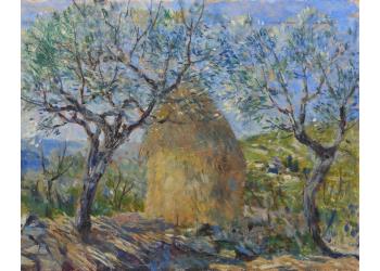 Paesaggio con ulivi e pagliaio Paesaggio con ulivi e pagliaio